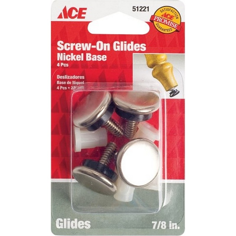 Screw-On Nickel Glides 7/8 4 ct