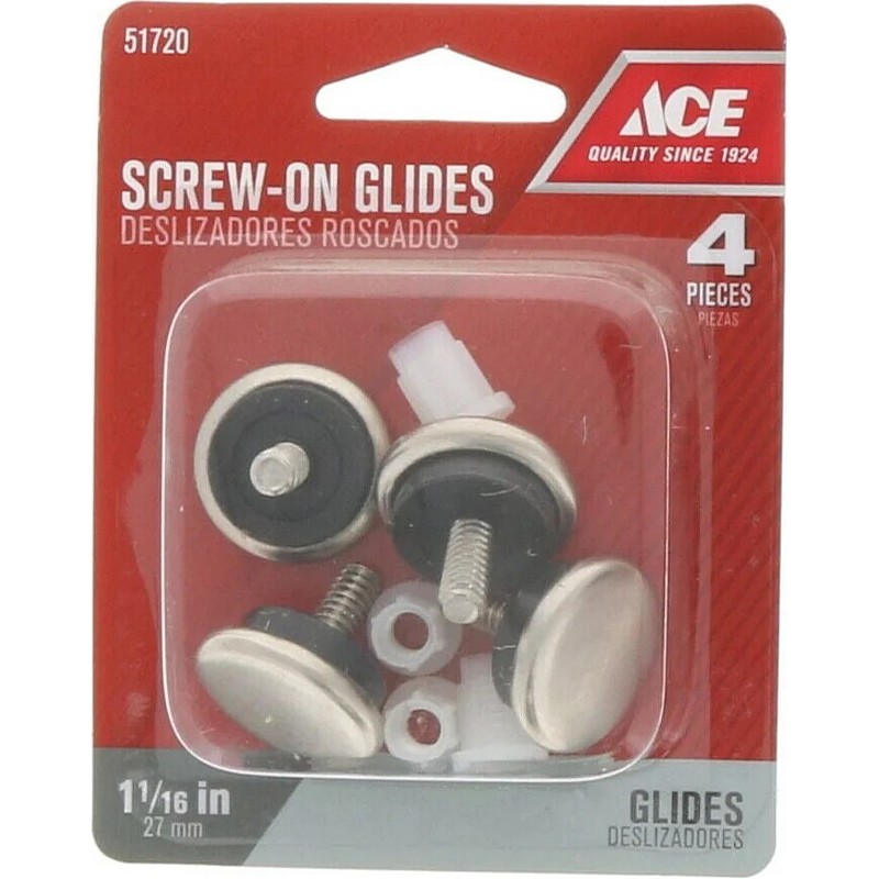 Screw-On Nickel Glides 1-1/16 in 4 ct