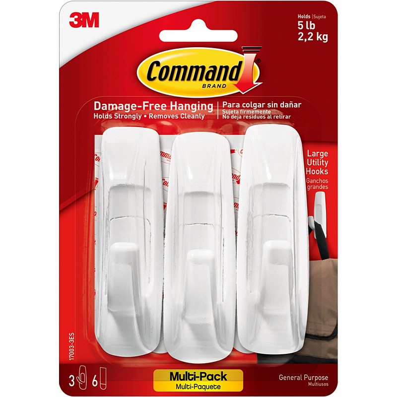 Command White Utility Hooks 5 lb 3 ct