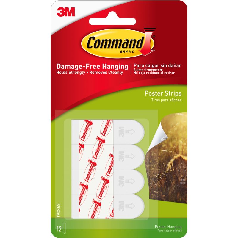 Command White Poster Strips 1 lb 12 ct