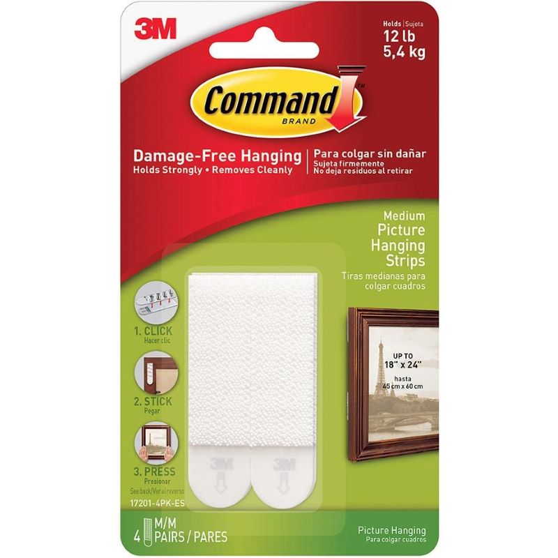 Command White Medium Picture Hanging Strips 12 lb 4 ct