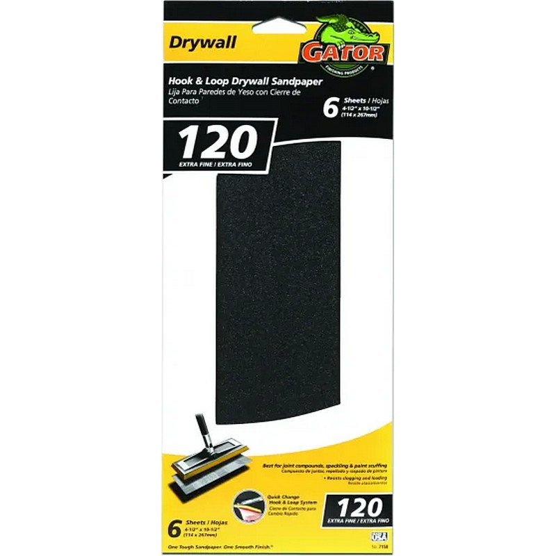 Gator Drywall Sandpaper 120 Grit 6 Ct