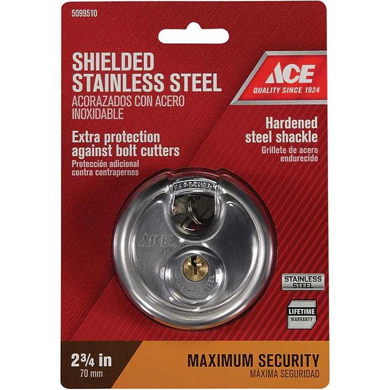 Shielded Stainless Steel Cylinder Padlock 2-3/4 in