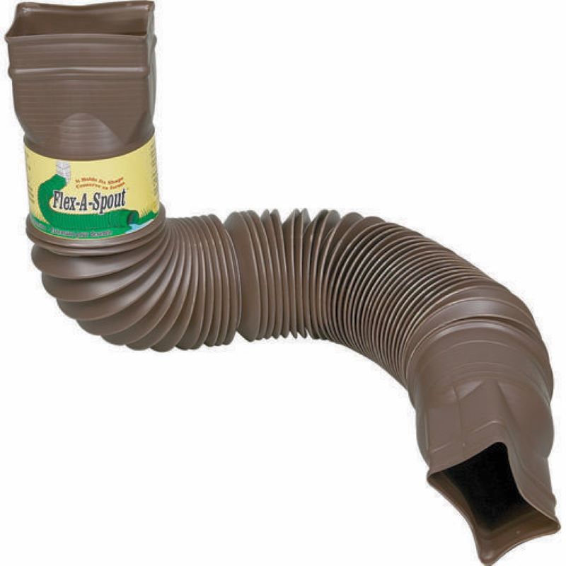 Flex-A-Spout Brown Vinyl K Downspout Extension 4.5 x 4.5 x 55 in