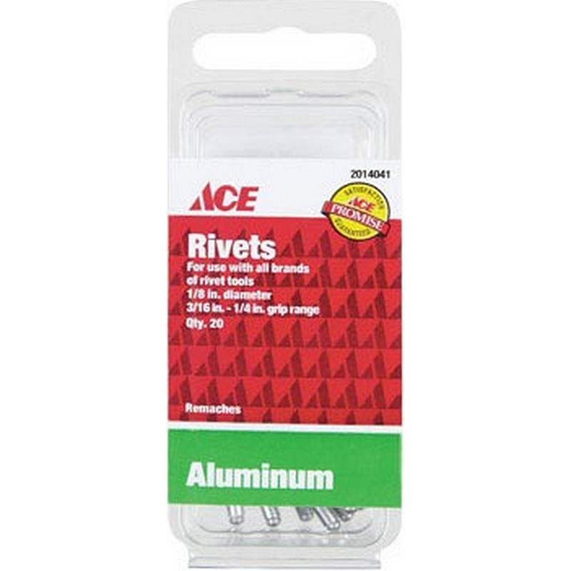 Aluminum Rivets 3/16"x1/4" 20 Ct