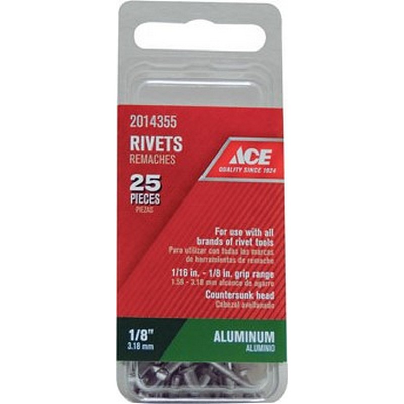 Aluminum Rivets Countersunk 1/16"x1/8" 25 Ct