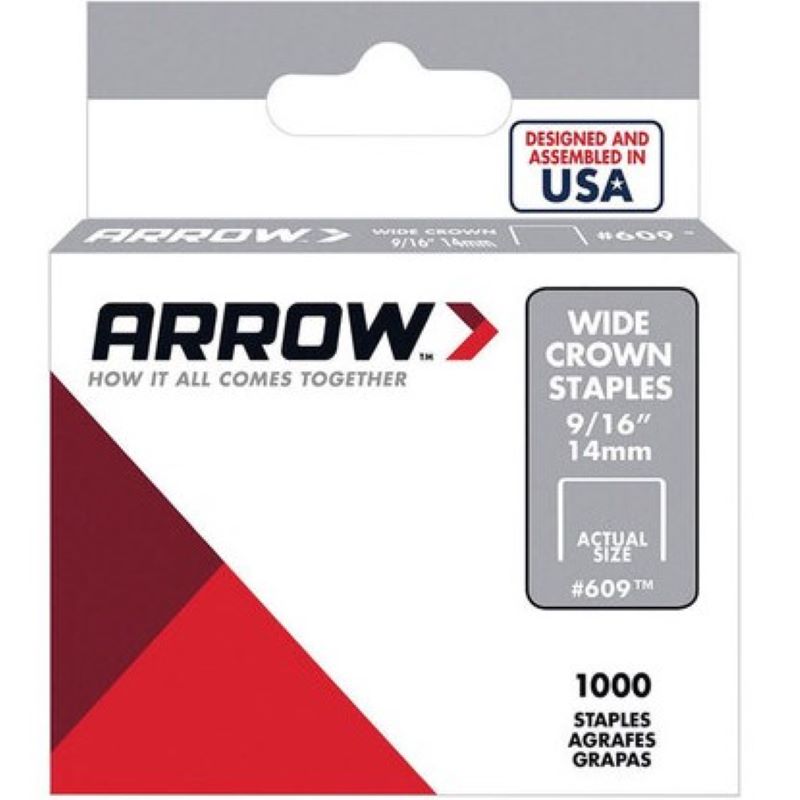Wide Crown Staples #609 9/16" 1000 Ct