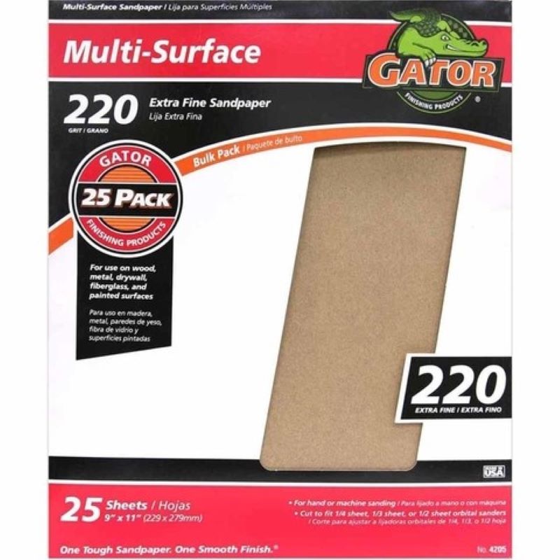 Gator Sandpaper 9 x 11 in 220 Grit 25 ct