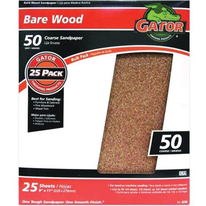 Gator Sandpaper 9 x 11 in 50 Grit 25 ct