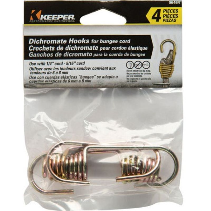 Gold Bungee Cord Hooks 1/4 in 4 ct
