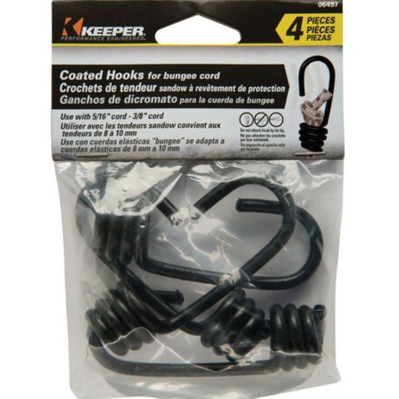 Black Steel Bungee Cord Hooks 5/16 - 3/8" 4 Ct