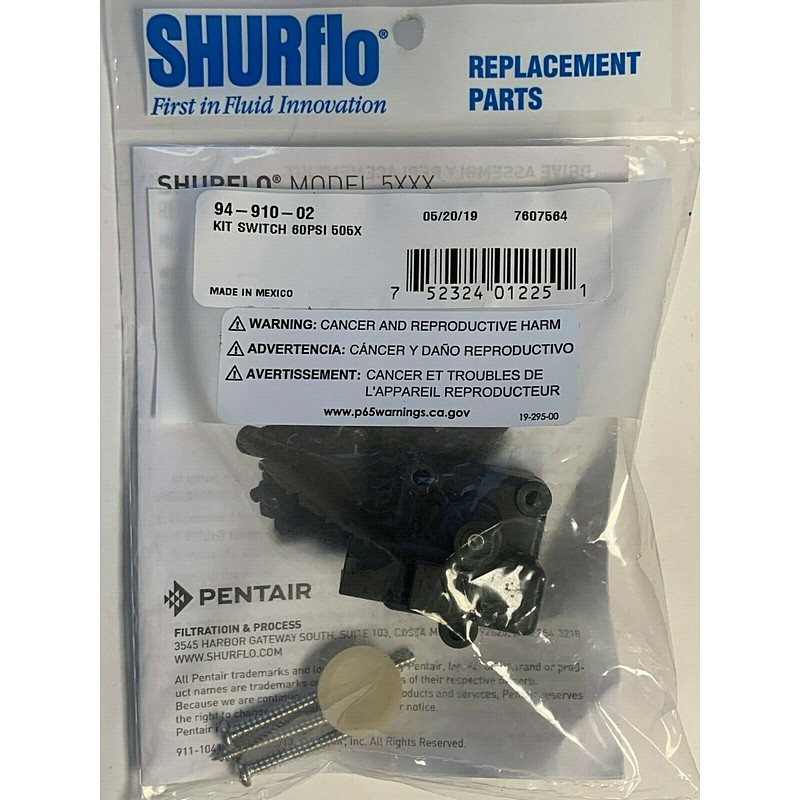 Shurflo Replacement Part Pump Pressure Switch Assembly