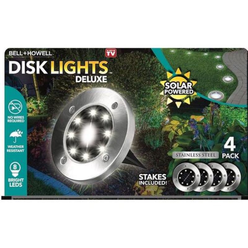 Bell + Howell Disk Lights Deluxe Solar Powered LED 4 pk