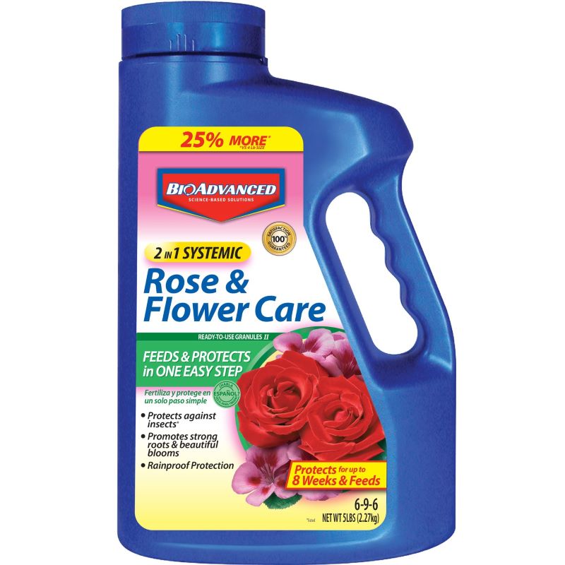 BioAdvanced Rose & Flower Care Granules Plant Food and Insect Control 5 lb