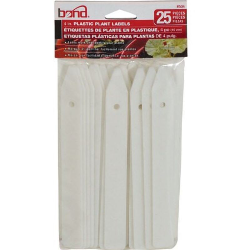 Bond White Plastic Plant Marker 25 pk 4"