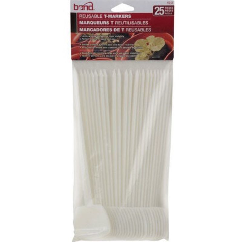 Bond White Plastic Plant T Marker 25 pk 8"