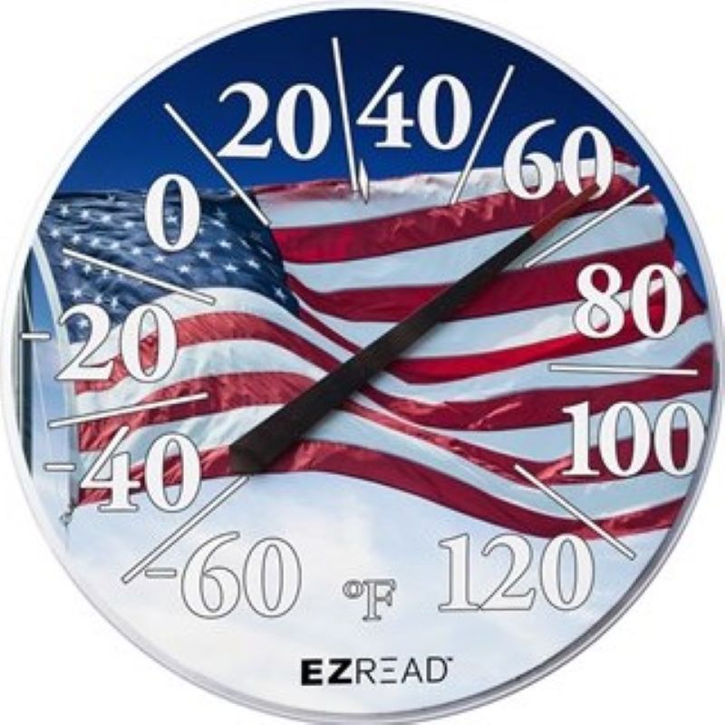 EZ Read Round Thermometer USA Flag 12.5"
