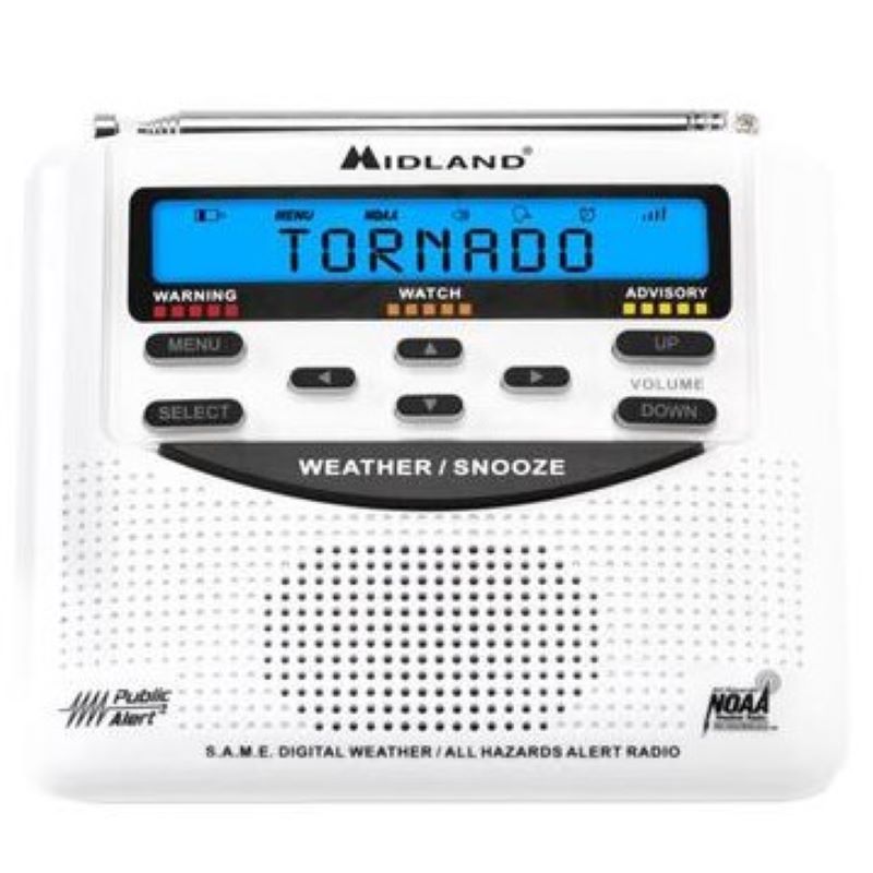 Midland White NOAA Weather Alert Radio Digital Battery Operated