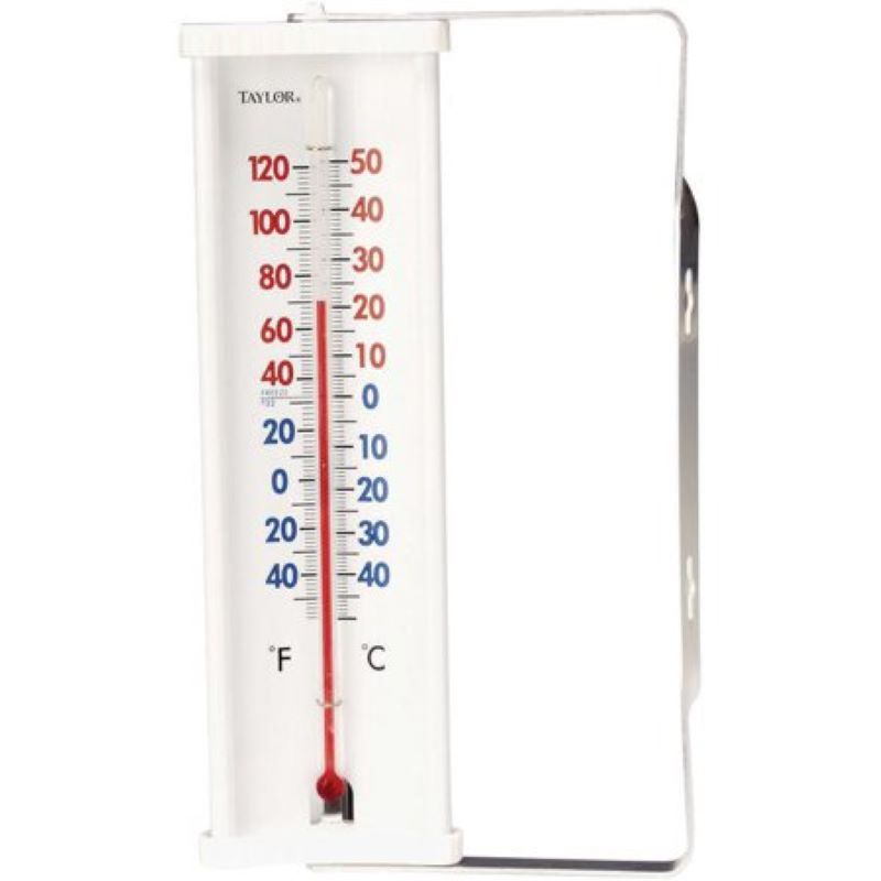 Taylor Tube Window Thermometer White Plastic with Bracket 8"