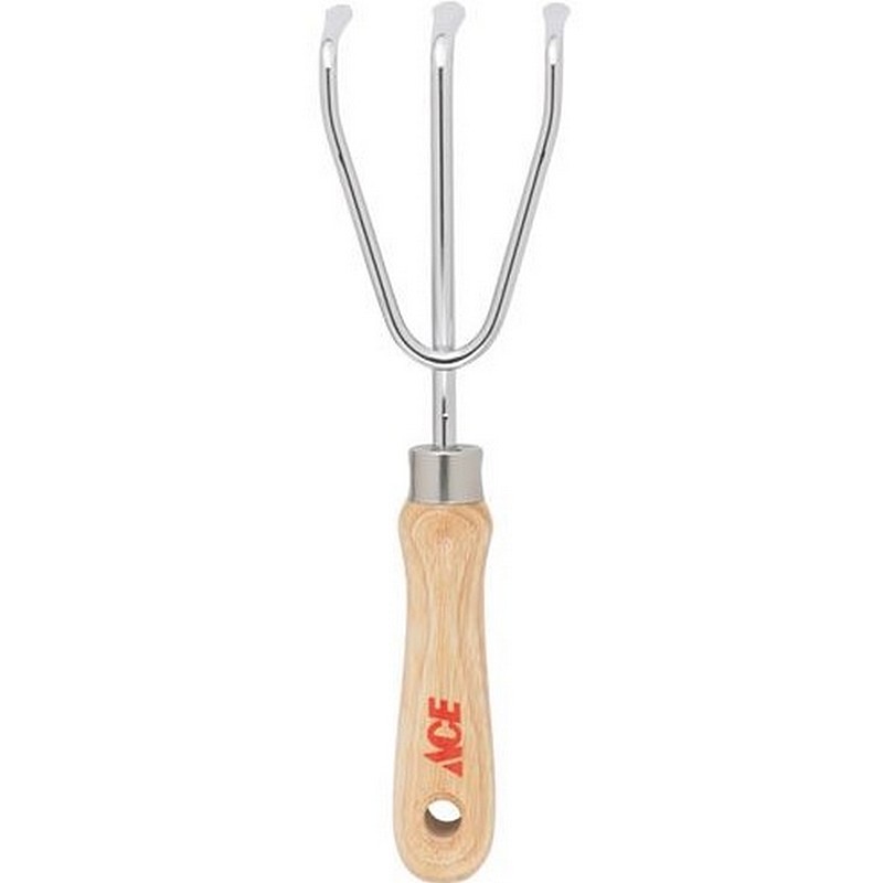 Ace 3 Tine Steel Hand Cultivator Wood Handle