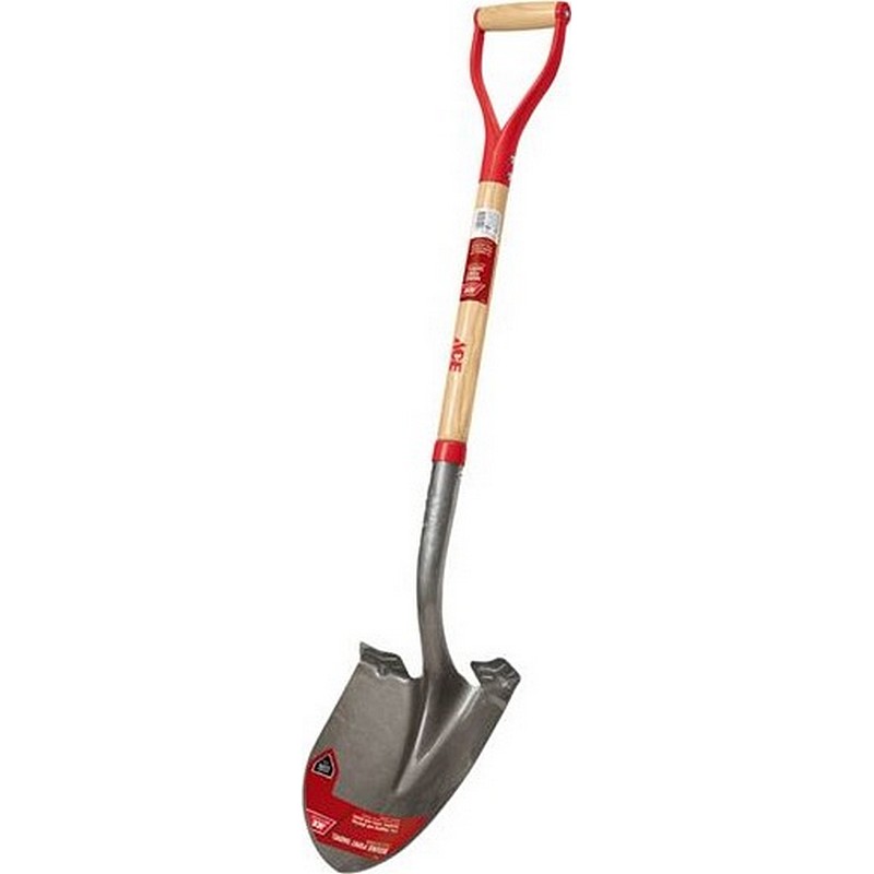 Ace Wood D-Handle Round Point Steel Digging Shovel 41.5 in