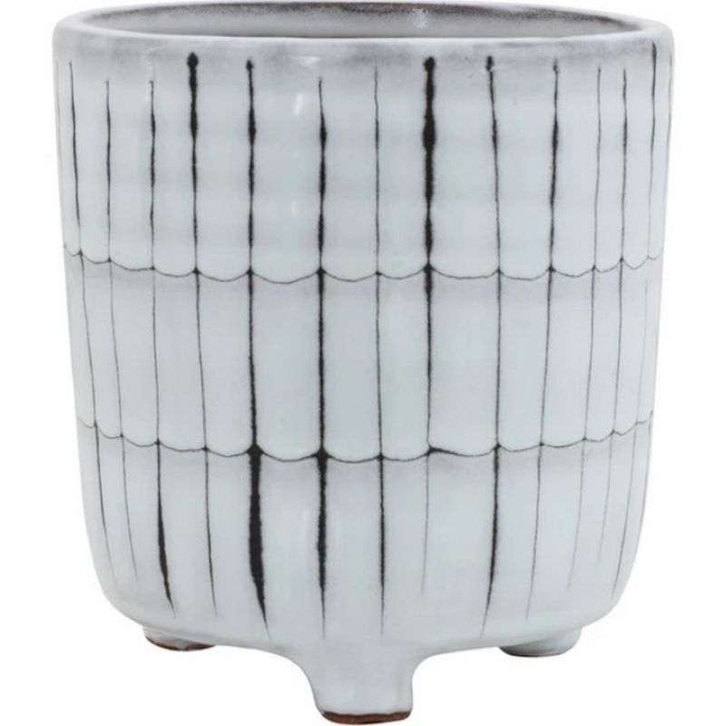 Terracotta White & Black Footed Planter 5 in