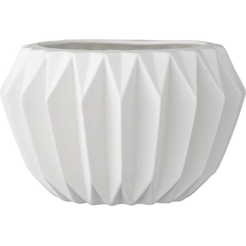 Stoneware White Fluted Planter 6 in