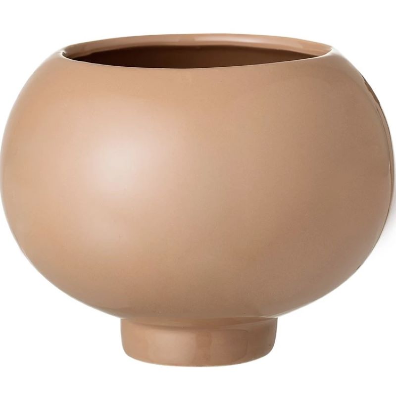 Beige Stoneware Round Planter 5 in