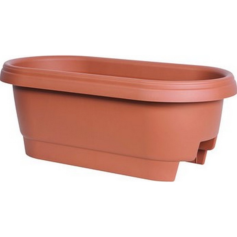 Bloem Plastic Deck Rail Planter Terracotta 24 in