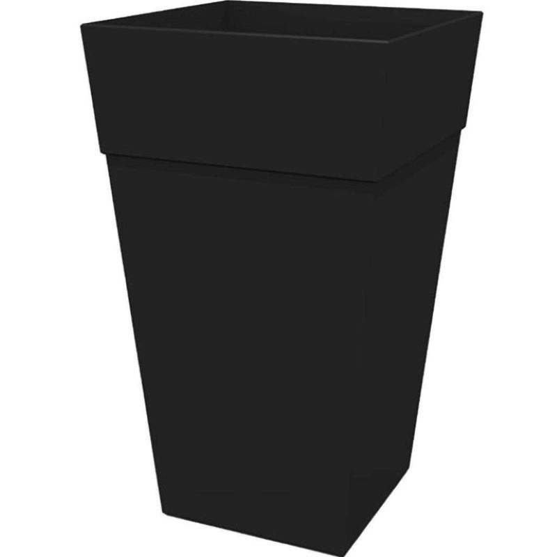 Bloem Finley Square Resin Planter Black 25 in