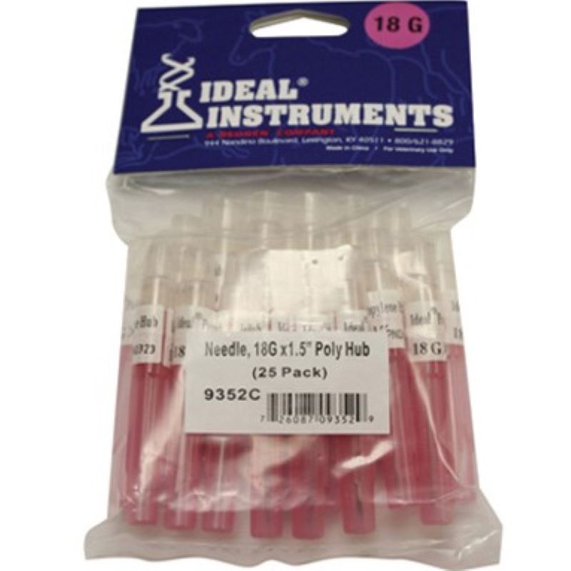 Disposable Poly Hub Needles 18ga 1.5" 25 Ct