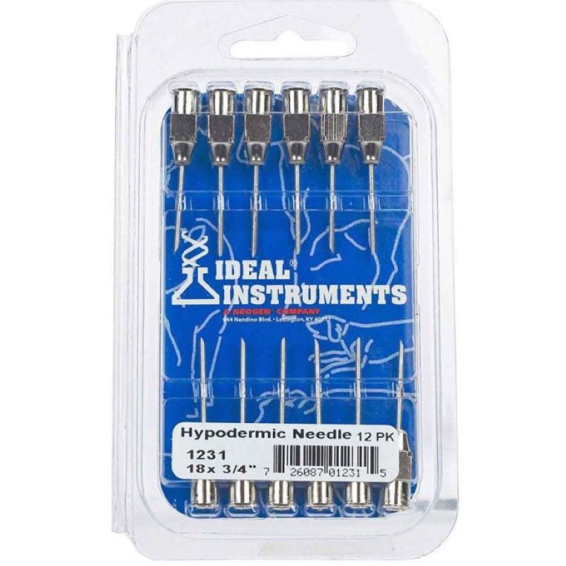 Stainless Steel Needles 18ga 3/4" 12Ct