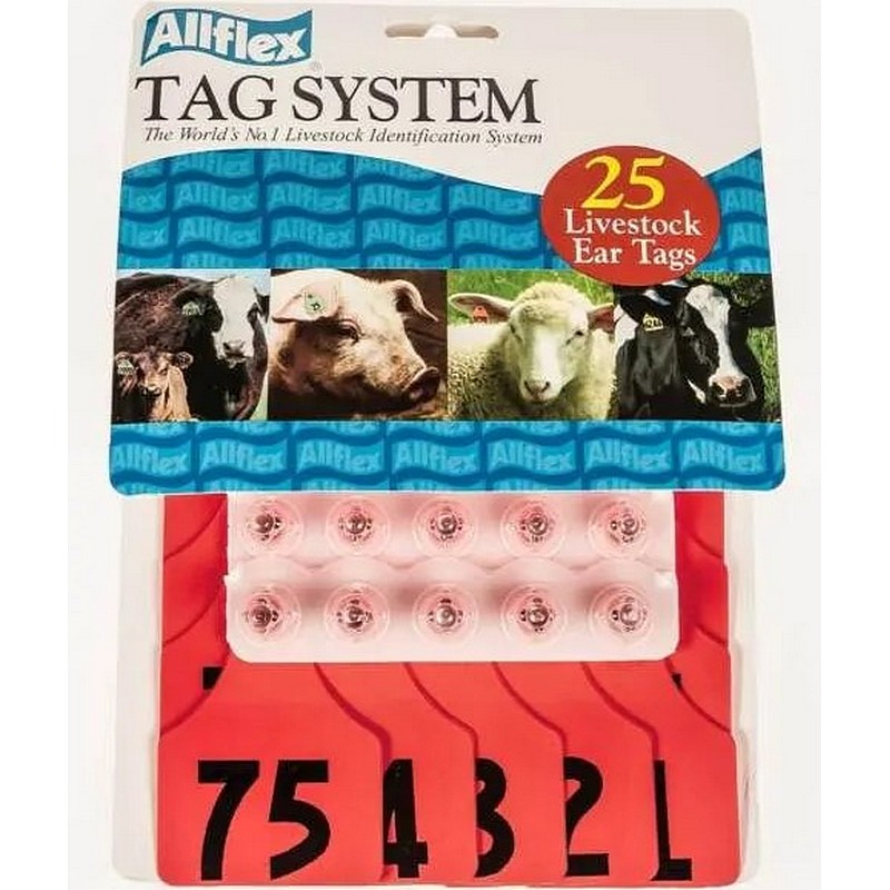 Allflex Large Red Ear Tags 51-75