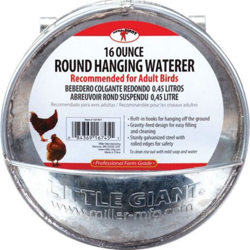 Galvanized Round Hanging Waterer 16 oz