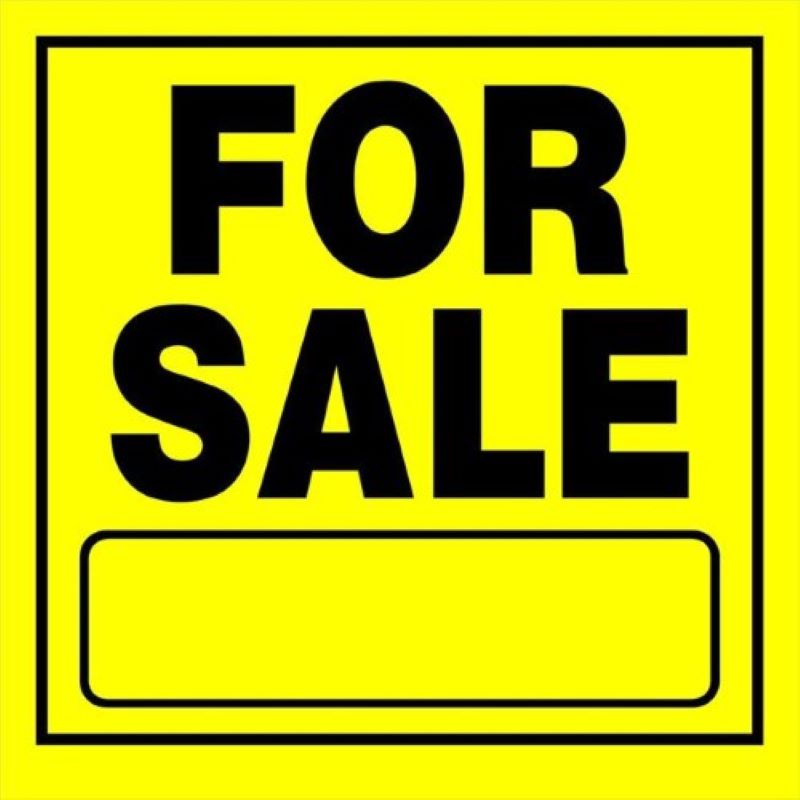 For Sale Yellow Plastic Sign 11"x11"