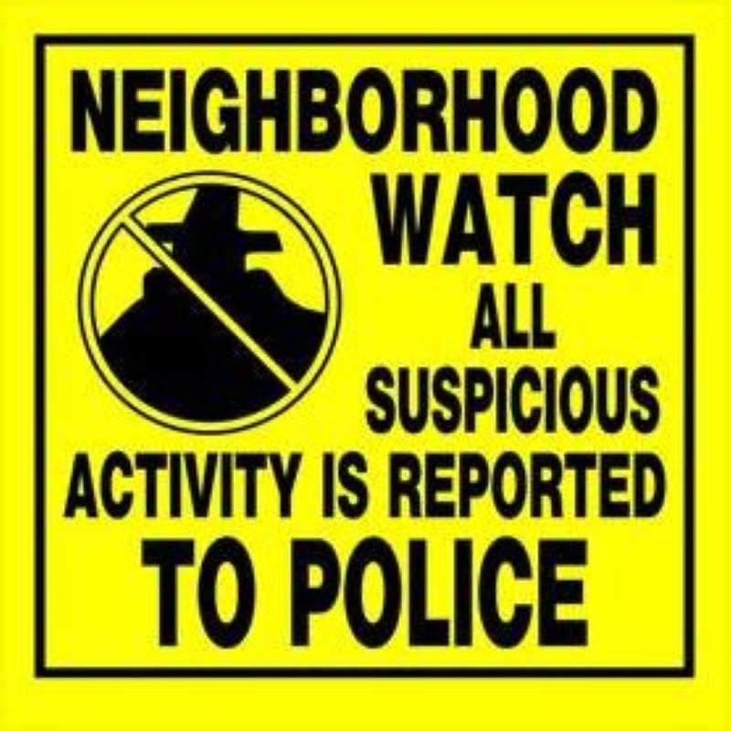 Neighborhood Watch Yellow Plastic Sign 11"x11"