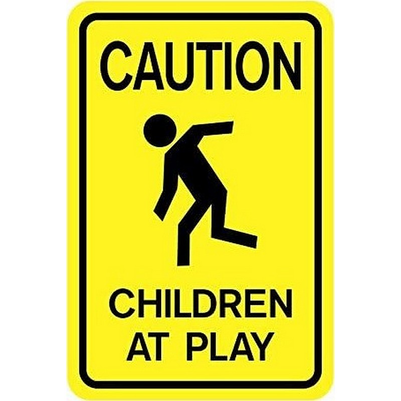 Caution Children At Play Yellow Plastic Sign 18"x12"