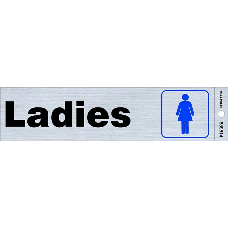 Blue & Silver Ladies Restroom Sign 2"x8"