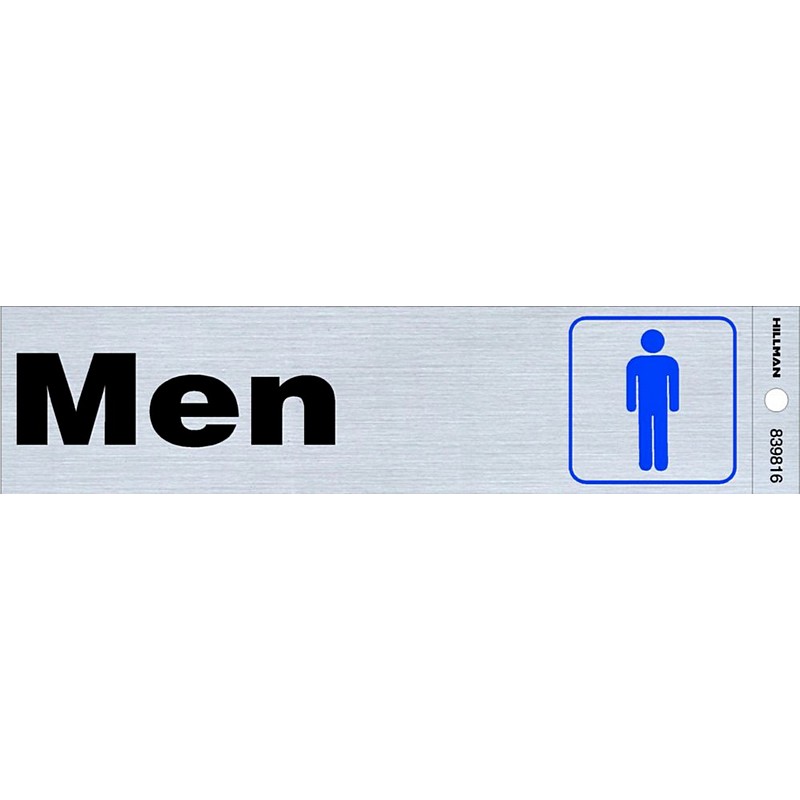 Blue & Silver Men's Restroom Sign 2"x8"