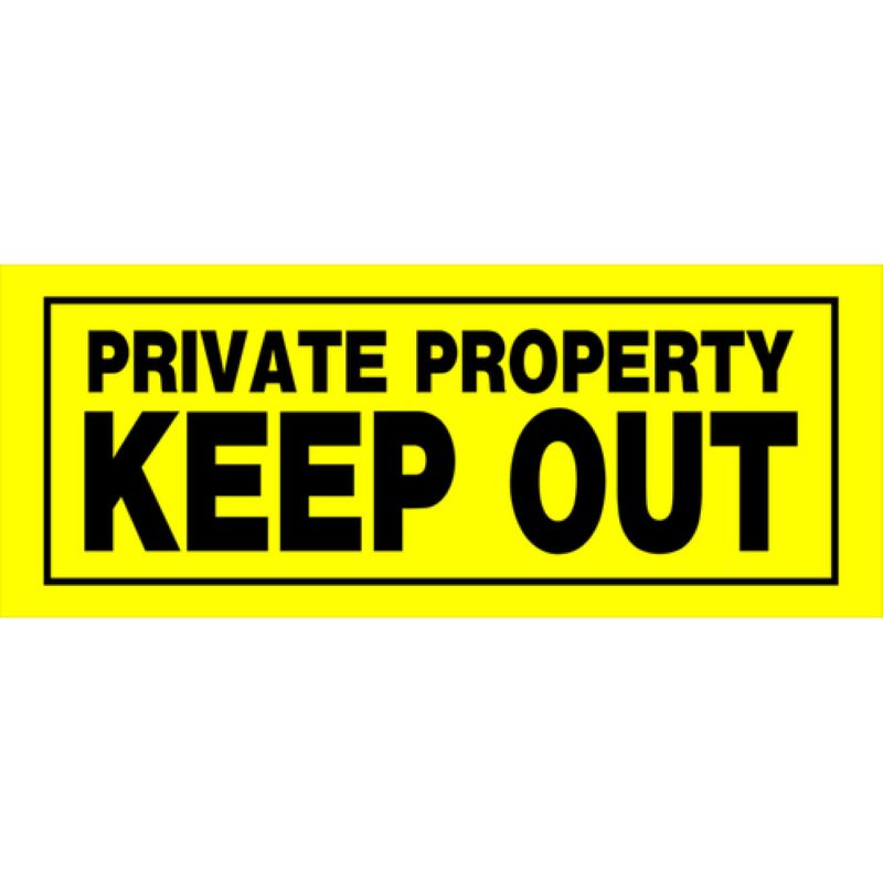 Private Property Keep Out Black & Yellow Sign 6"x15"