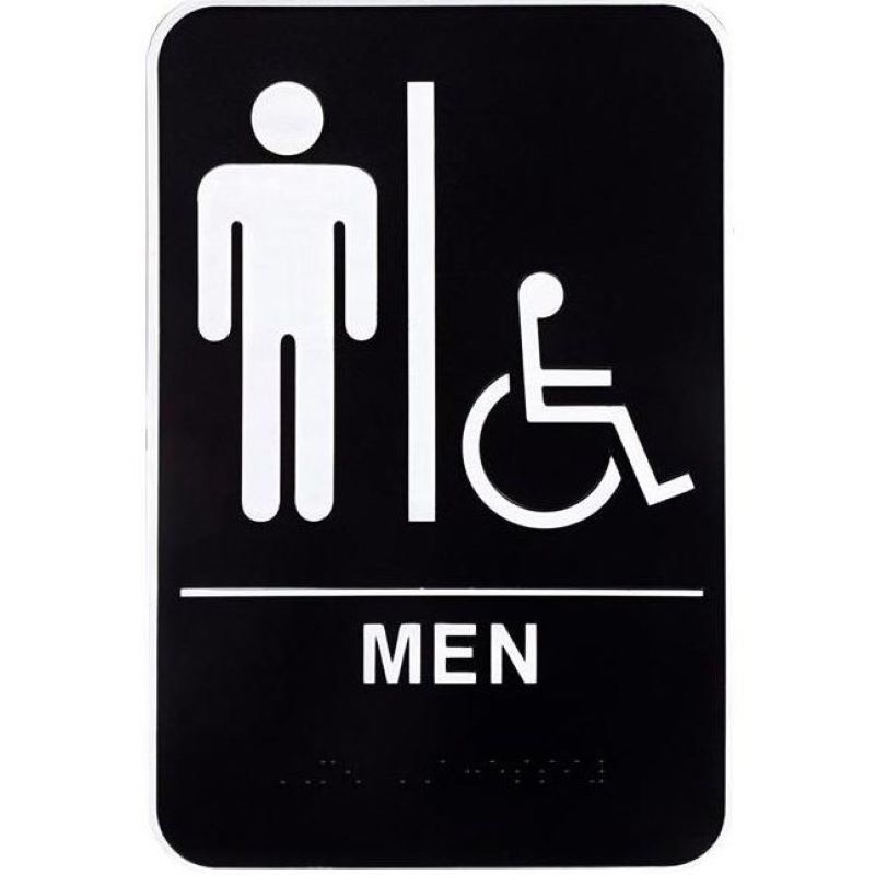 Men's Handicap Accessible ADA Restroom with Braille Plastic Sign 6"x9"