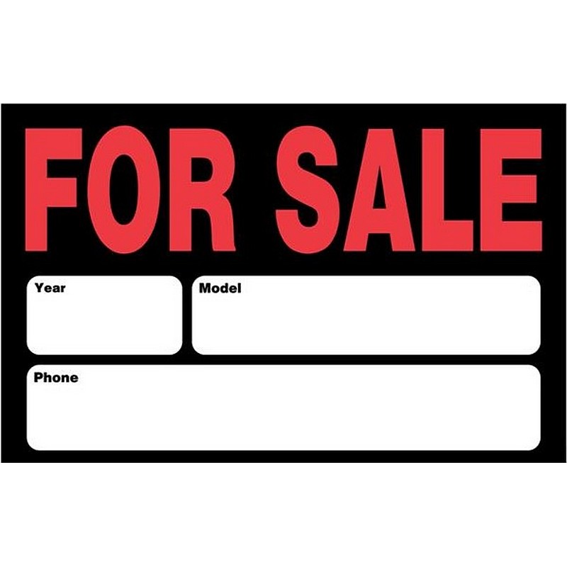 For Sale with Year/Model/Phone Plastic Sign 8"x12"