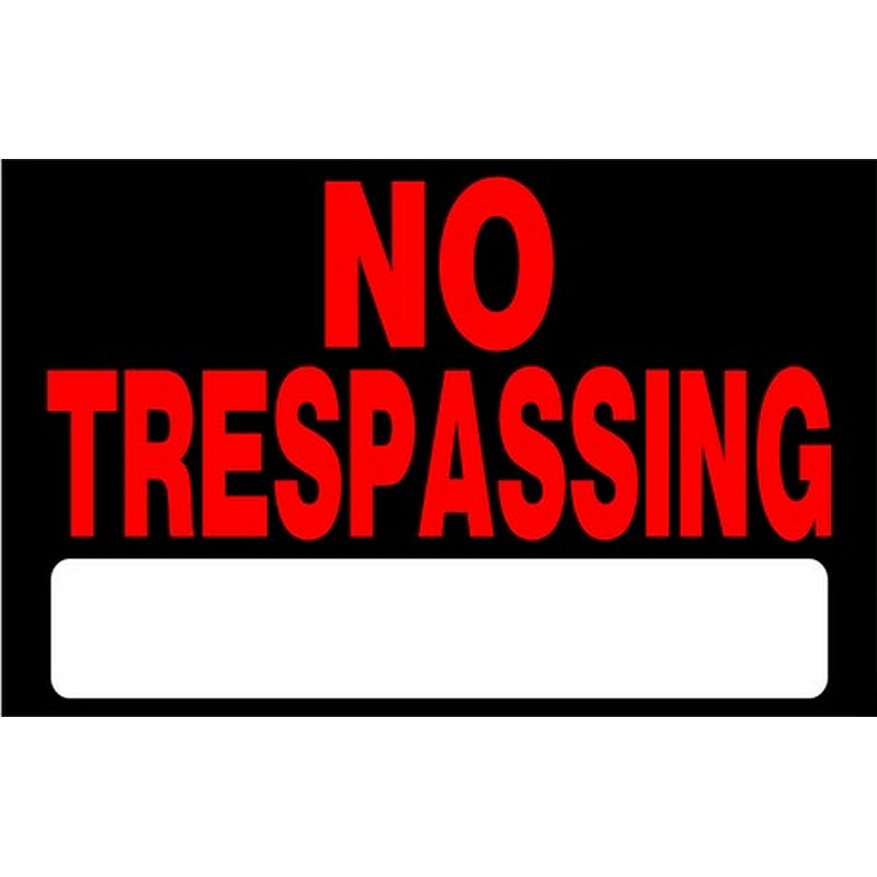 No Trespassing Plastic Sign 8"x12"