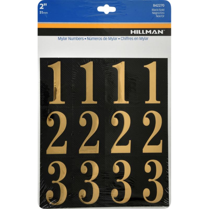 Gold & Black Packaged Numbers 2"