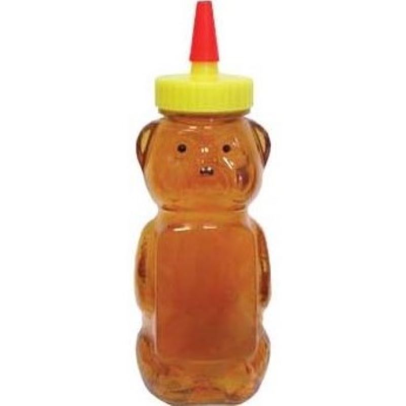 Clear Panel Squeeze Bear with Spout Cap Lid & Collar 12 oz