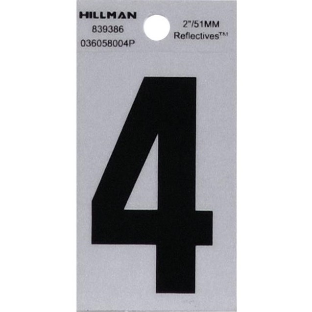 #4 Black/Silver Reflective Vinyl Sticker 2"