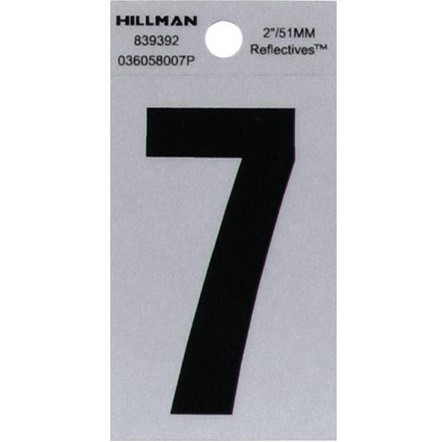 #7 Black/Silver Reflective Vinyl Sticker 2"