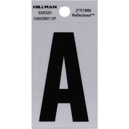 Letter "A" Black/Silver Reflective Vinyl Sticker 2"