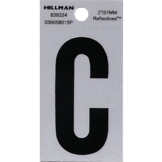 Letter "C" Black/Silver Reflective Vinyl Sticker 2"