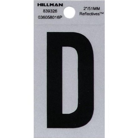 Letter "D" Black/Silver Reflective Vinyl Sticker 2"